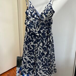 BCBGMaxAzria Navy and Cream Midi Dress